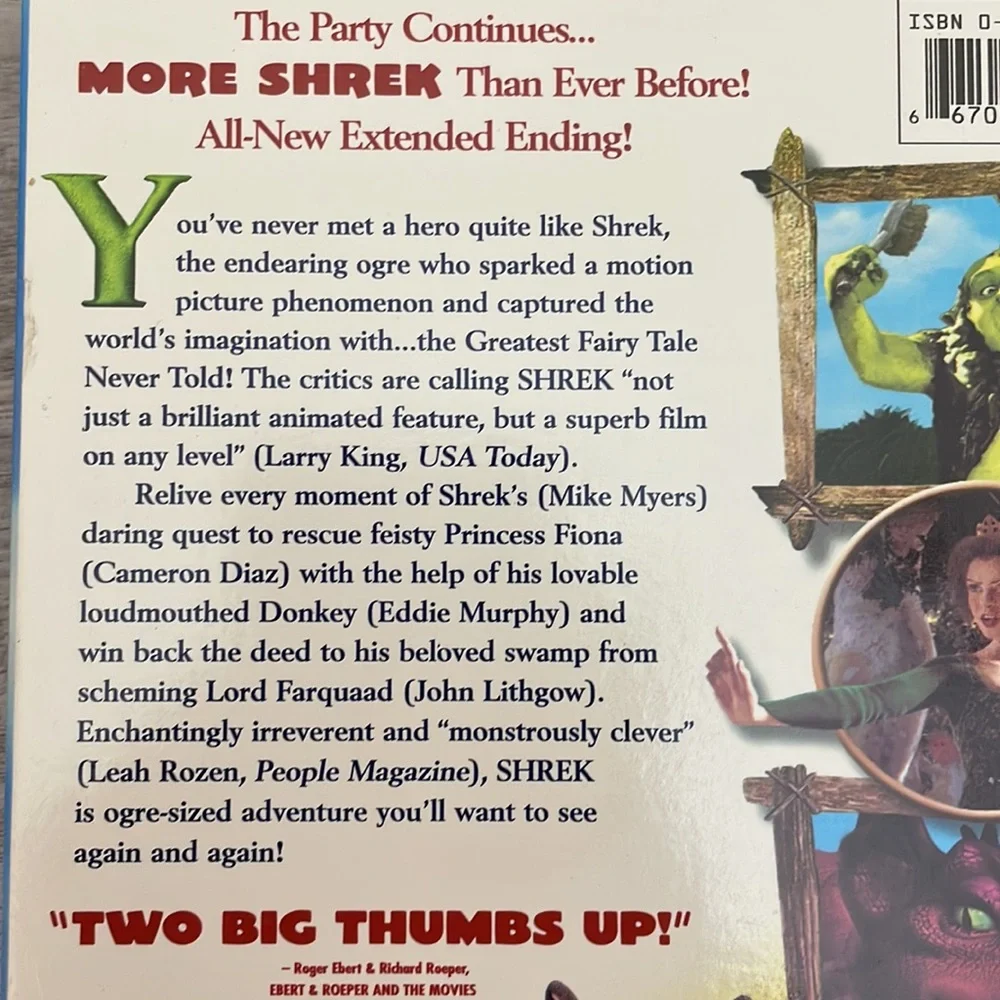 Shrek VHS Movie - 2001 Animated Comedy Rated G